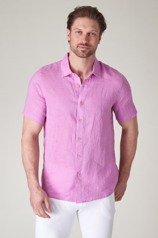 Linen Shirt Short Sleeve - Atlantic